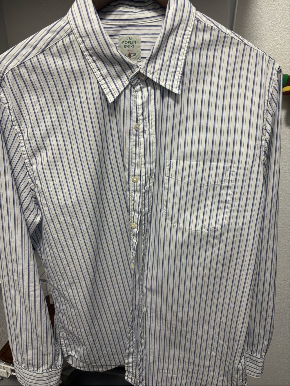 Jcrew White & Blue Stripe Poplin Shirt